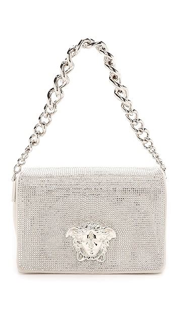 versace swarovski crystal shoulder bag white silver|Versace shoulder bags for women.